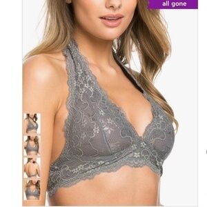 🛼🍕🪻WishList Midnight Lace Halter Bralette Gray small bra